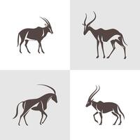 Set of Abstract Goat silhouette logo icons, with a white background for your company, the deer long horned logo design ideas vector