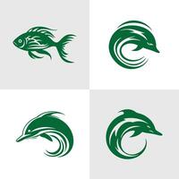 Set of Fish silhouettes. Suitable for logo, emblem, pattern, typography etc. Isolated on white background. illustration vector