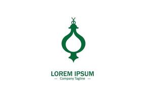 Islamic lantern green icon on white background vector