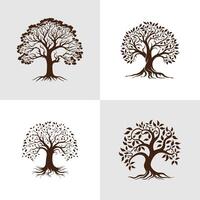 Set of Tree silhouettes. Suitable for logo, emblem, pattern, typography etc. Isolated on white background. illustration vector