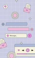 Cute nostalgic 90s retro vaporwave post and story template. Social media stories and posts with old computer aesthetic ui elements set. Illustration of retro groovy abstract interface. vector