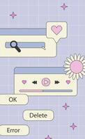 Cute nostalgic 90s retro vaporwave post and story template. Social media stories and posts with old computer aesthetic ui elements set. Illustration of retro groovy abstract interface. vector