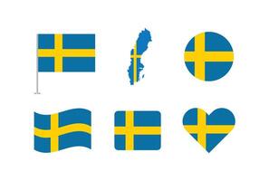 Sweden flag. Set of Sweden Flags Collection. vector