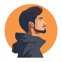 icon of a young man's avatar for a social network. Portrait. flat illustration on yellow background. Simple style vector