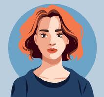 Portrait of an avatar of a red-haired girl with freckles. Hairstyle. Avatar for social networks. flat illustration on a delicate background vector