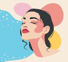 abstract Memphis style banner poster portrait of a woman on an abstract background. Concept of the movement for gender equality and women's empowerment vector