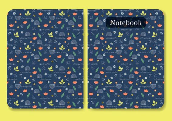 Notebook with springtime pattern. Cover page design aesthetic flourish artwork illustration.