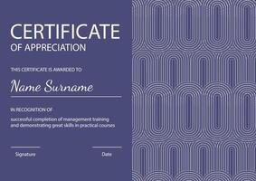 Certificate of appreciation template, simple corporate colors. Clean modern certificate with geometric elements. vector