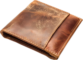 Worn Leather Wallet with Visible Stitching. png