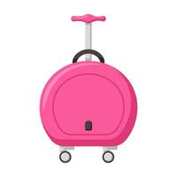 Traveling suitcase on wheels. Cabin luggage. Bright flat clipart vector