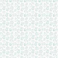 Seamless pattern with different types of needlework. Doodle outline illustration. vector
