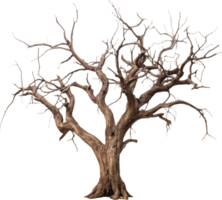 Dead tree with branches and twisted trunk png