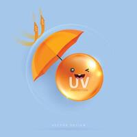 Protected shield from the sun's rays. degrees of protection against UV rays. UV protection your skin ultraviolet sunblock lotion. UV reflection skin after. cosmetic products design. design. vector
