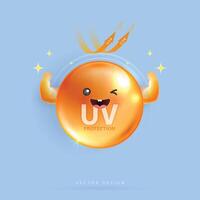 Protected shield from the sun's rays. degrees of protection against UV rays. UV protection your skin ultraviolet sunblock lotion. UV reflection skin after. cosmetic products design. design. vector