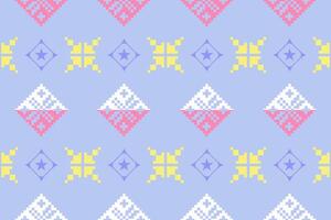 Pixel ethnic pattern oriental traditional. design fabric pattern textile African Indonesian Indian seamless Aztec style abstract illustration vector
