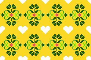 Pixel ethnic pattern oriental traditional. design fabric pattern textile African Indonesian Indian seamless Aztec style abstract illustration vector