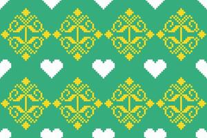 Pixel ethnic pattern oriental traditional. design fabric pattern textile African Indonesian Indian seamless Aztec style abstract illustration vector