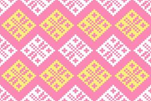 Pixel ethnic pattern oriental traditional. design fabric pattern textile African Indonesian Indian seamless Aztec style abstract illustration vector