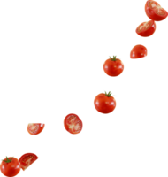 falling slices of red tomato png