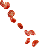 falling slices of red tomato png