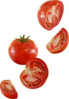 falling slices of red tomato png