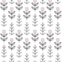 Monochrome seamless pattern with simple geometric flowers. Scandinavian abstract background. vector