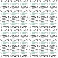 Monochrome seamless pattern with simple fishes. Scandinavian abstract background. vector