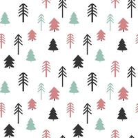 Monochrome seamless pattern with simple pine trees. Scandinavian background. vector
