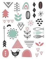 Scandi doodle elements. Set of abstract elements for simple scandinavian design. vector