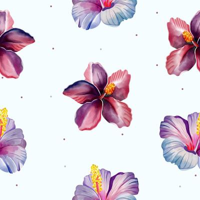 Summer seamless pattern of orchid. Watercolor tropical background. Floral pattern