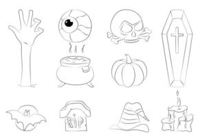 Set of Halloween line icons for your design. Flat and line design. Halloween symbols. vector