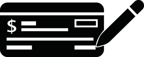 Payment check icon in flat style. for apps or website bank cheque symbol. paycheck sign in black Bank Check related glyph icon. Isolated on. vector