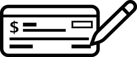 Payment check icon in line style. for apps or website bank cheque symbol. paycheck sign in black Bank Check related glyph icon. Isolated on. vector