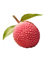 a red lychee fruit with leaves on it png