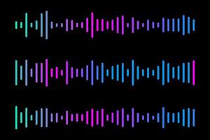 Digital sound wave equalizer, simple audio sound waves effect. vector