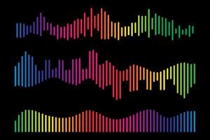 Digital sound wave equalizer, simple audio sound waves effect. vector