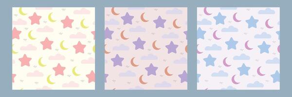 Seamless stars pattern design . Floral print for fabric. vector