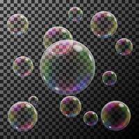 Group of colorful soap bubble vector