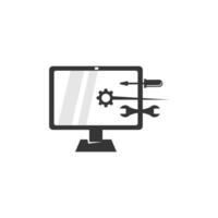 Computer service and repair logo icon . Suitable for your design need, logo, illustration, animation, etc. vector