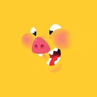 Cartoon face of a pig. . Background for text and design. Emotion, a smile of a pork character. Illustration of Pork for menu, restaurant and packing. Stew. Logo, a talisman for the company. vector