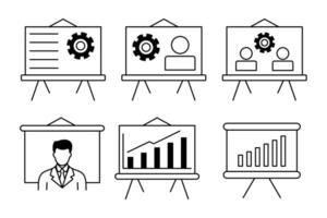 Set icon of business symbol simple outline design vector