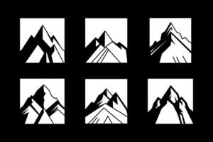 mountain set shapes and elements silhouette icon of mountain peaks and hiking vector