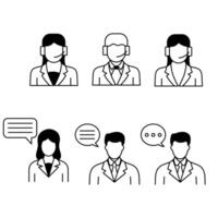 Set icon of business symbol simple outline design vector