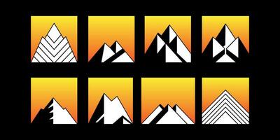 mountain set shapes and elements silhouette icon of mountain peaks and hiking vector
