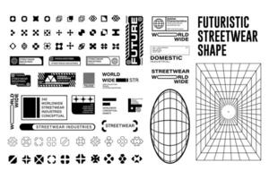 Futuristic streetwear cyberpunk shape element technology graphic design template vector