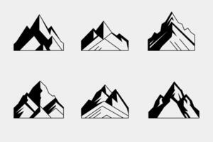 mountain set shapes and elements silhouette icon of mountain peaks and hiking vector