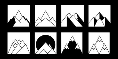 mountain set shapes and elements silhouette icon of mountain peaks and hiking vector