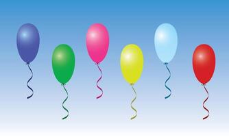 Colorful balloons with string on blue background vector