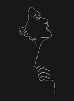A single continuous line forms a serene profile of beautiful woman vector