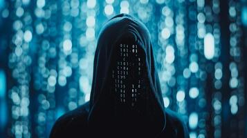 Cybersecurity, hacker internet digital network technology computer protection identity privacy data. photo
